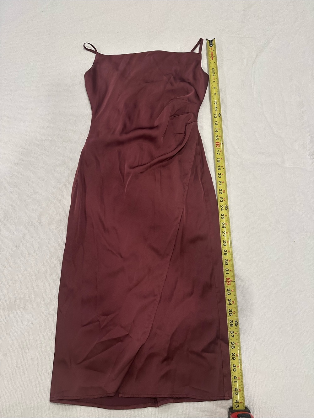 re:named Satin Slip Midi Dress in Burgundy